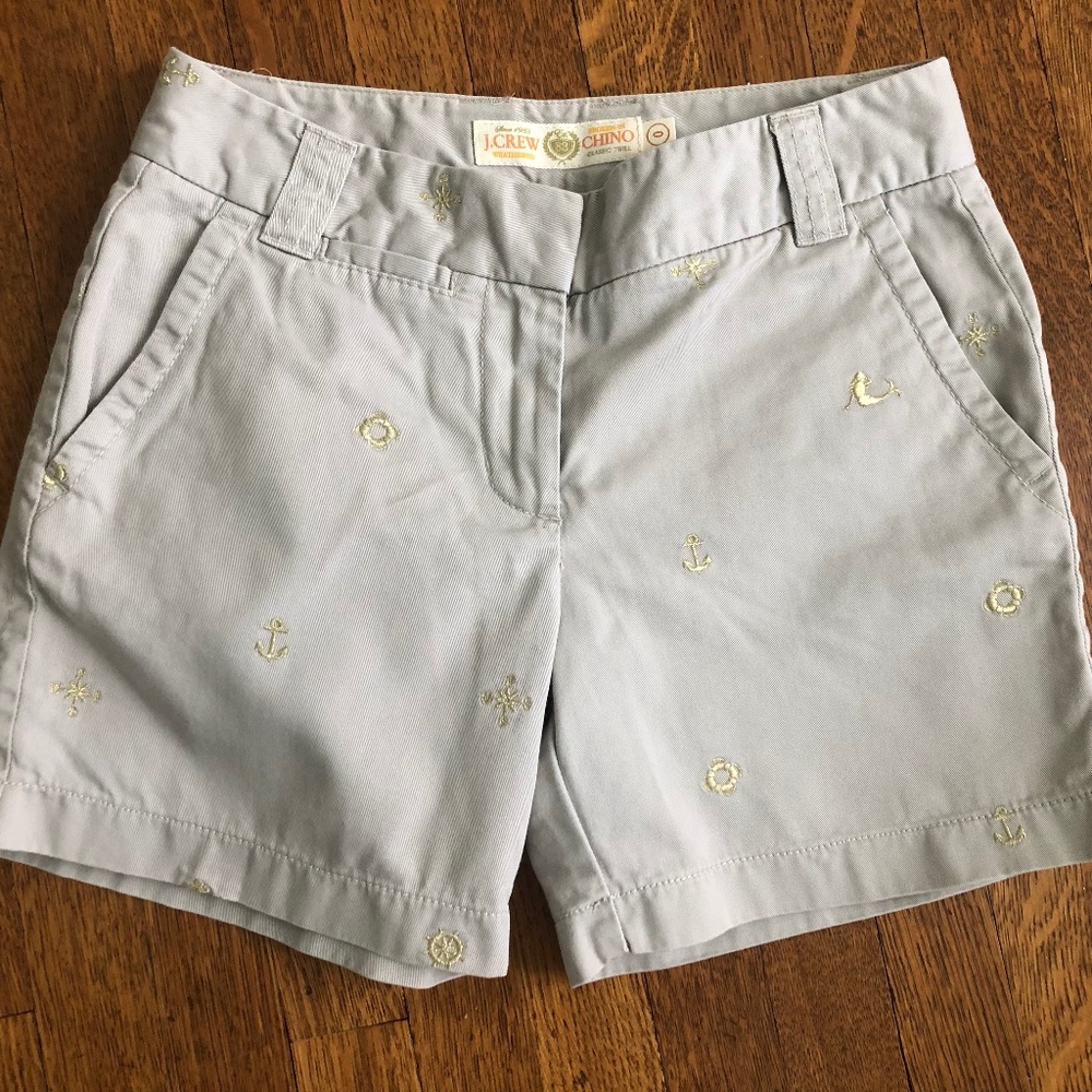 J Crew Embroidered Chino Short ~ Nautical Motif